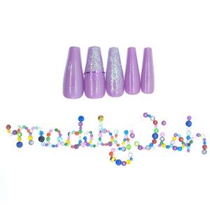 Pink Glitter Ballerina Long Gel Press On Nails